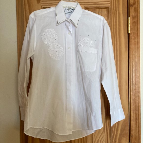 H&J Small Women's Western White Dress Shirt - Picture 1 of 9